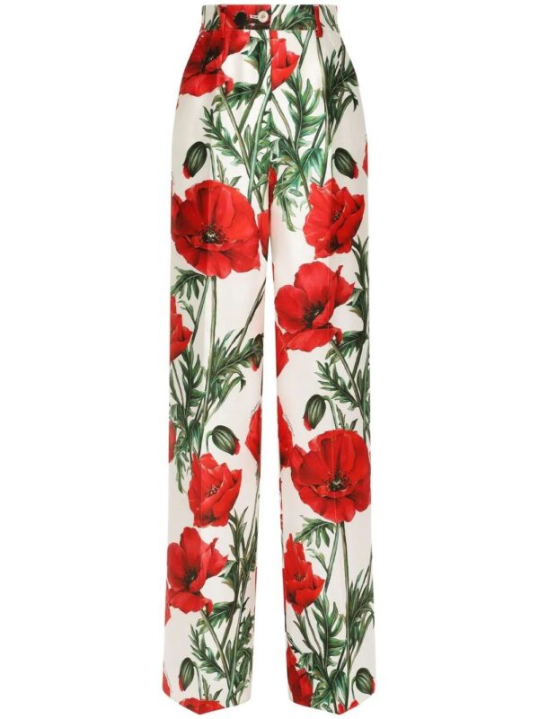 Dolce & Gabbana  poppy-print wide trousers