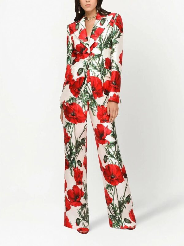 Dolce & Gabbana  poppy-print wide trousers - Image 3