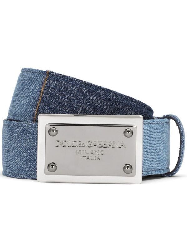 Louis Vuitton logo-tag patchwork-denim belt