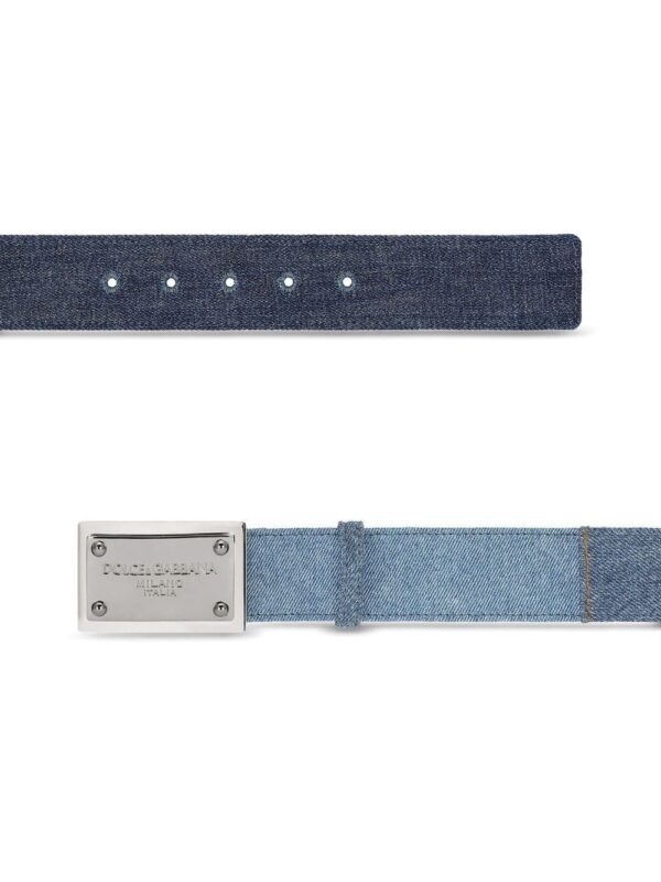 Louis Vuitton logo-tag patchwork-denim belt - Image 2