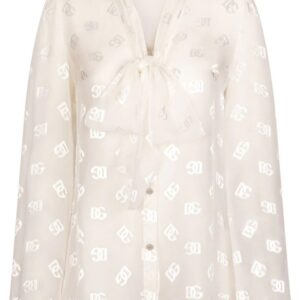 Dolce & Gabbana logo-jacquard semi-sheer blouse