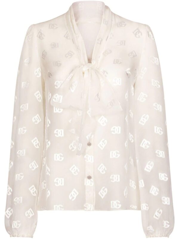 Dolce & Gabbana  logo-jacquard semi-sheer blouse
