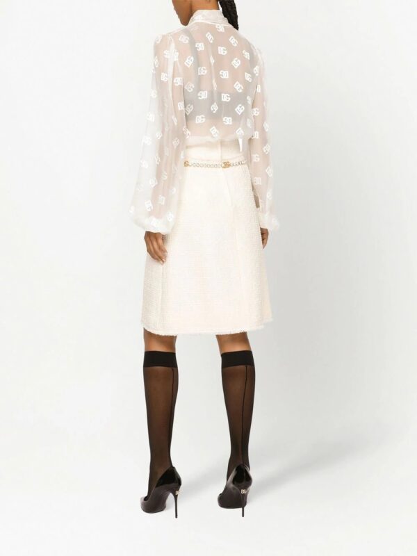 Dolce & Gabbana  logo-jacquard semi-sheer blouse - Image 4