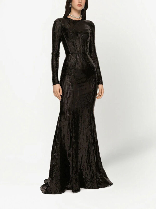 Dolce & Gabbana  corset-detail sequinned gown - Image 3