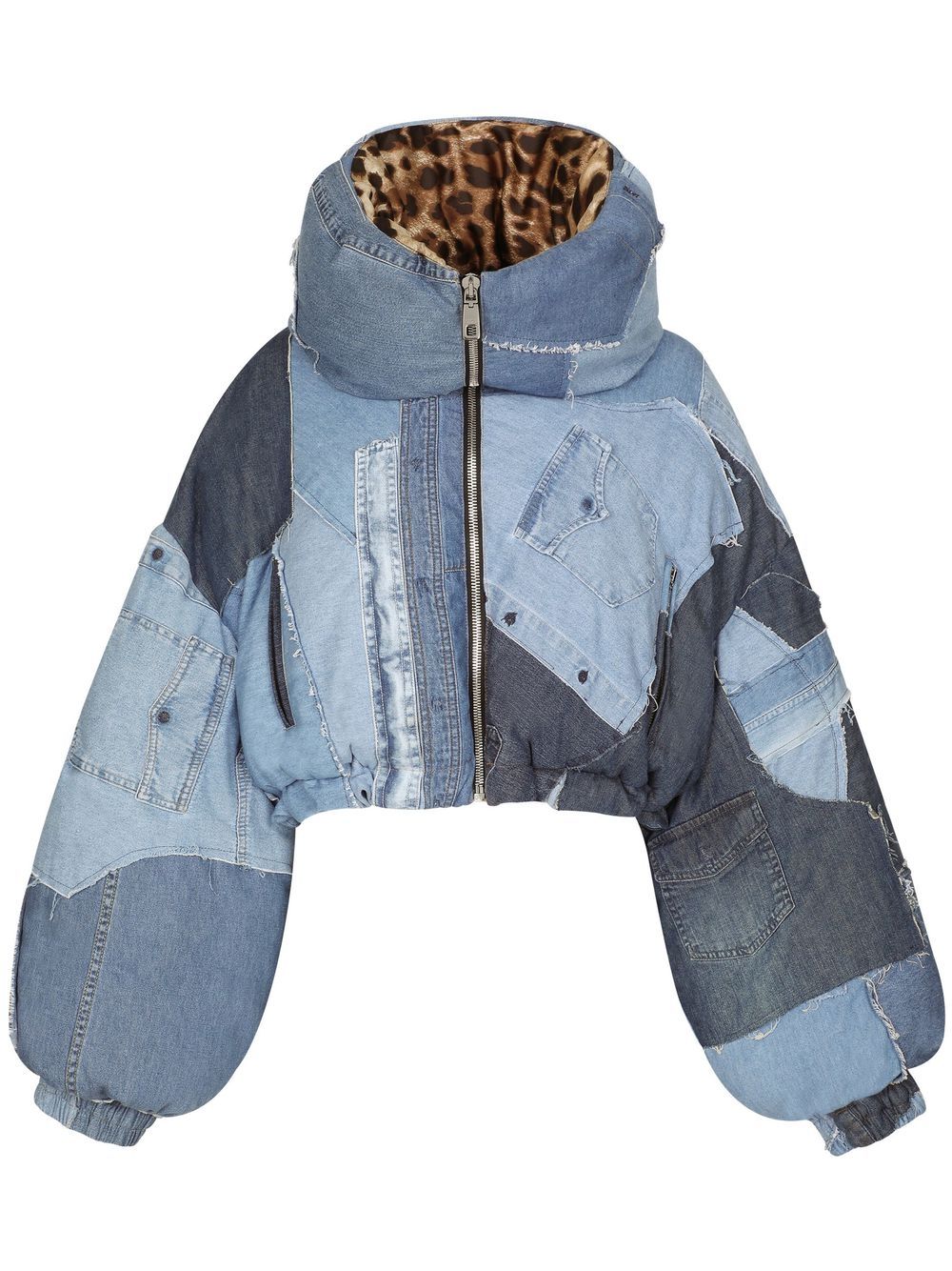 Dolce & Gabbana denim-patchwork puffer jacket