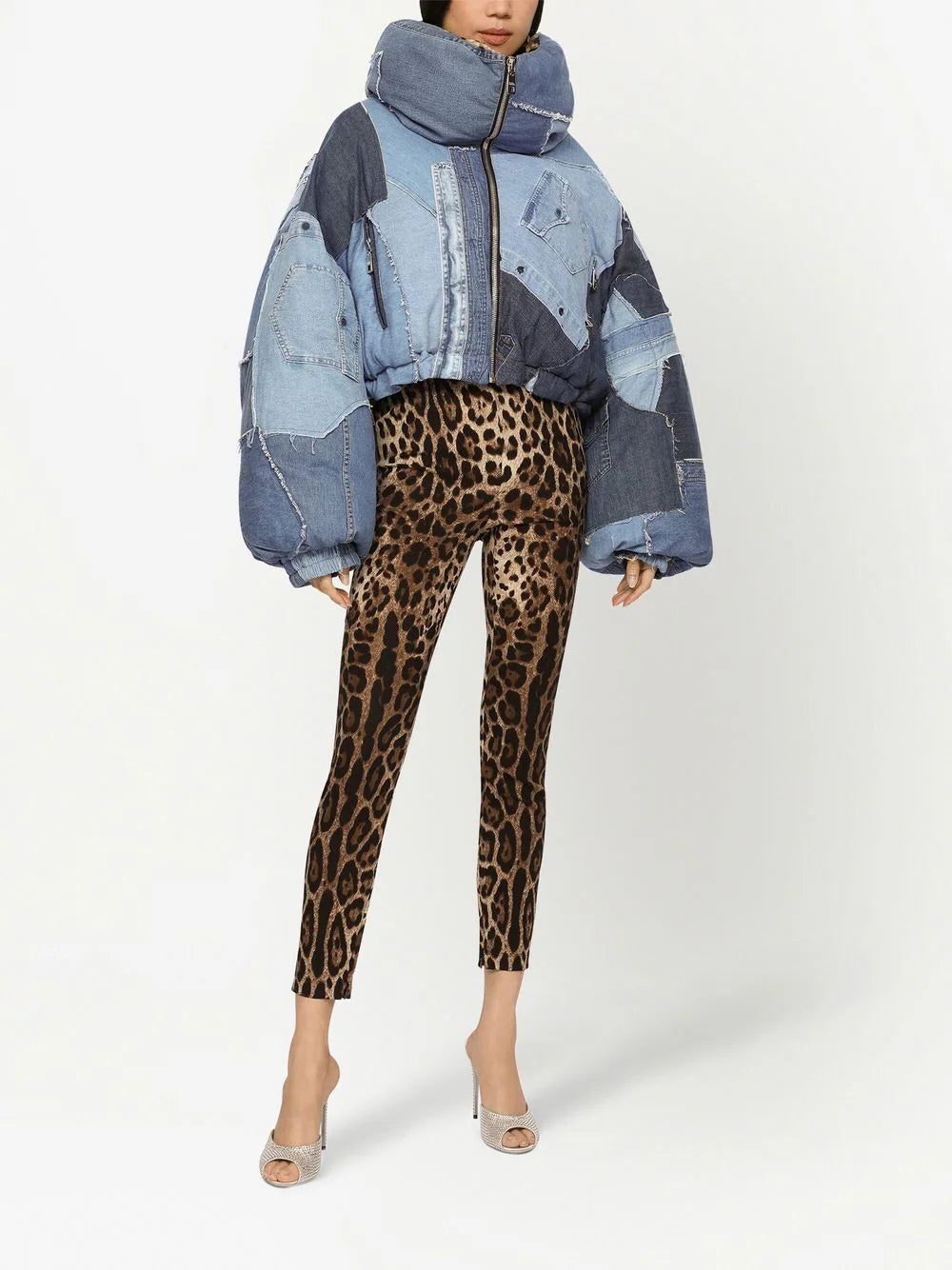 Dolce & Gabbana denim-patchwork puffer jacket - Image 3