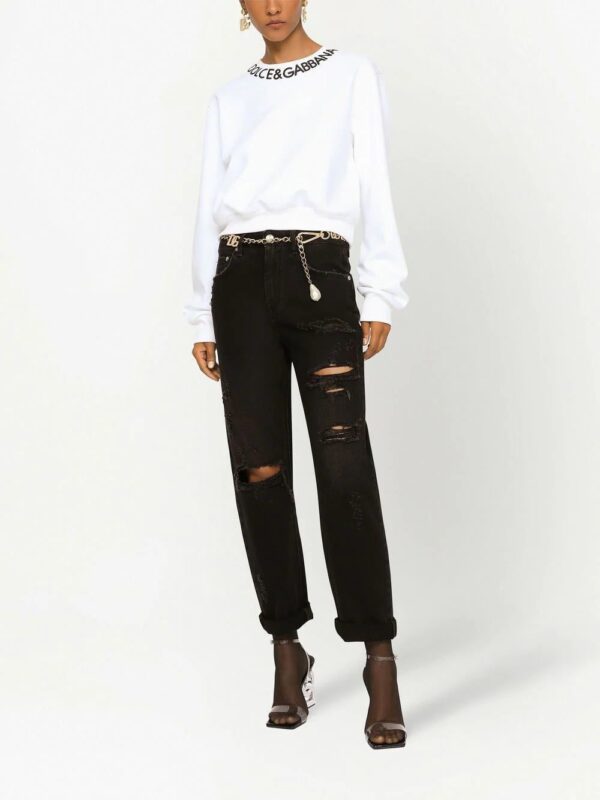 Dolce & Gabbana  logo-embroidered cropped sweatshirt - Image 3