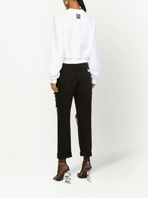 Dolce & Gabbana  logo-embroidered cropped sweatshirt - Image 4