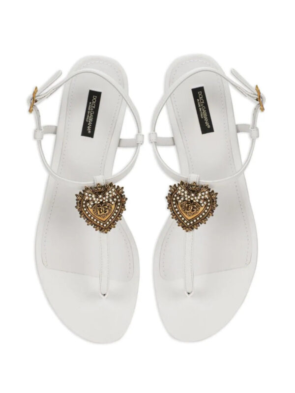 Dolce & Gabbana  Devotion leather thong sandals - Image 4