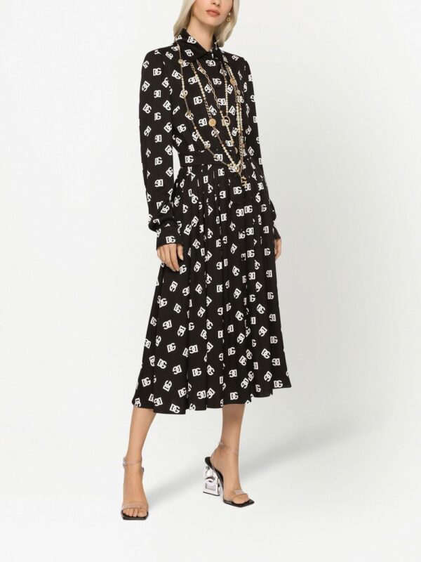 Dolce & Gabbana logo-print belted midi dress - Image 3