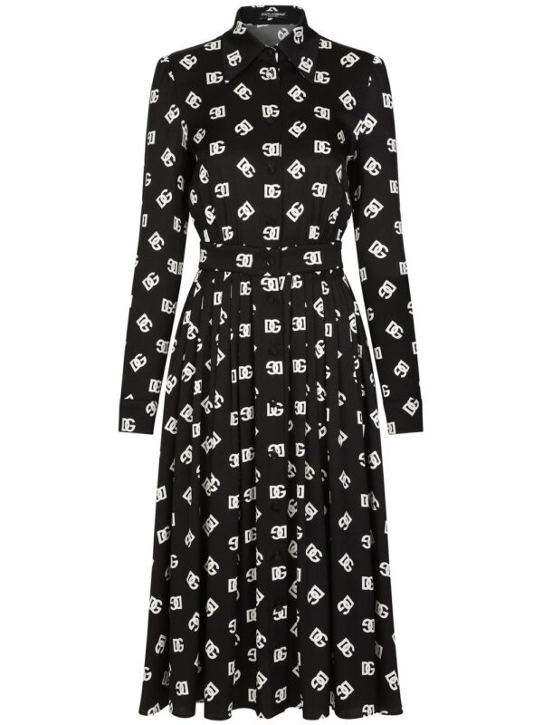 Dolce & Gabbana logo-print belted midi dress