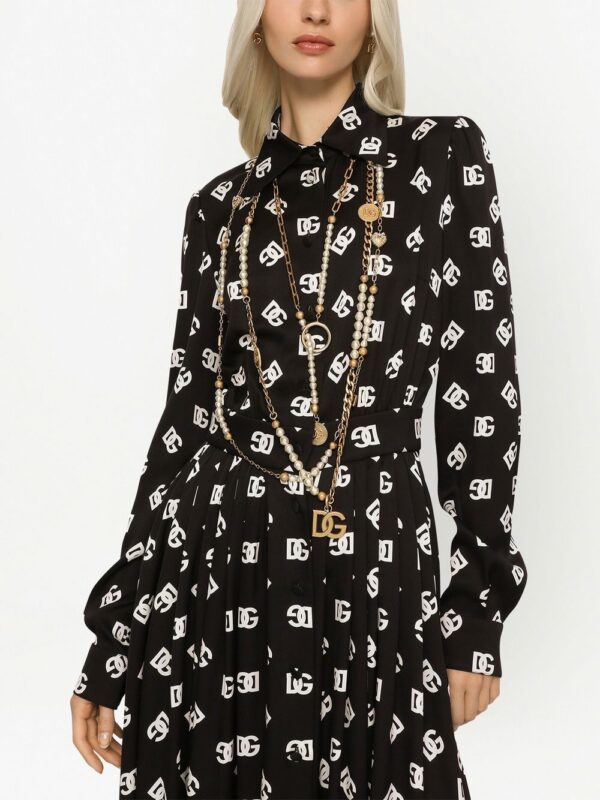 Dolce & Gabbana logo-print belted midi dress - Image 5