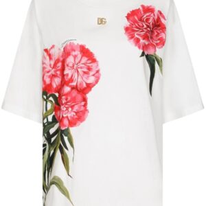 Dolce & Gabbana  logo-embroidered floral-print T-shirt