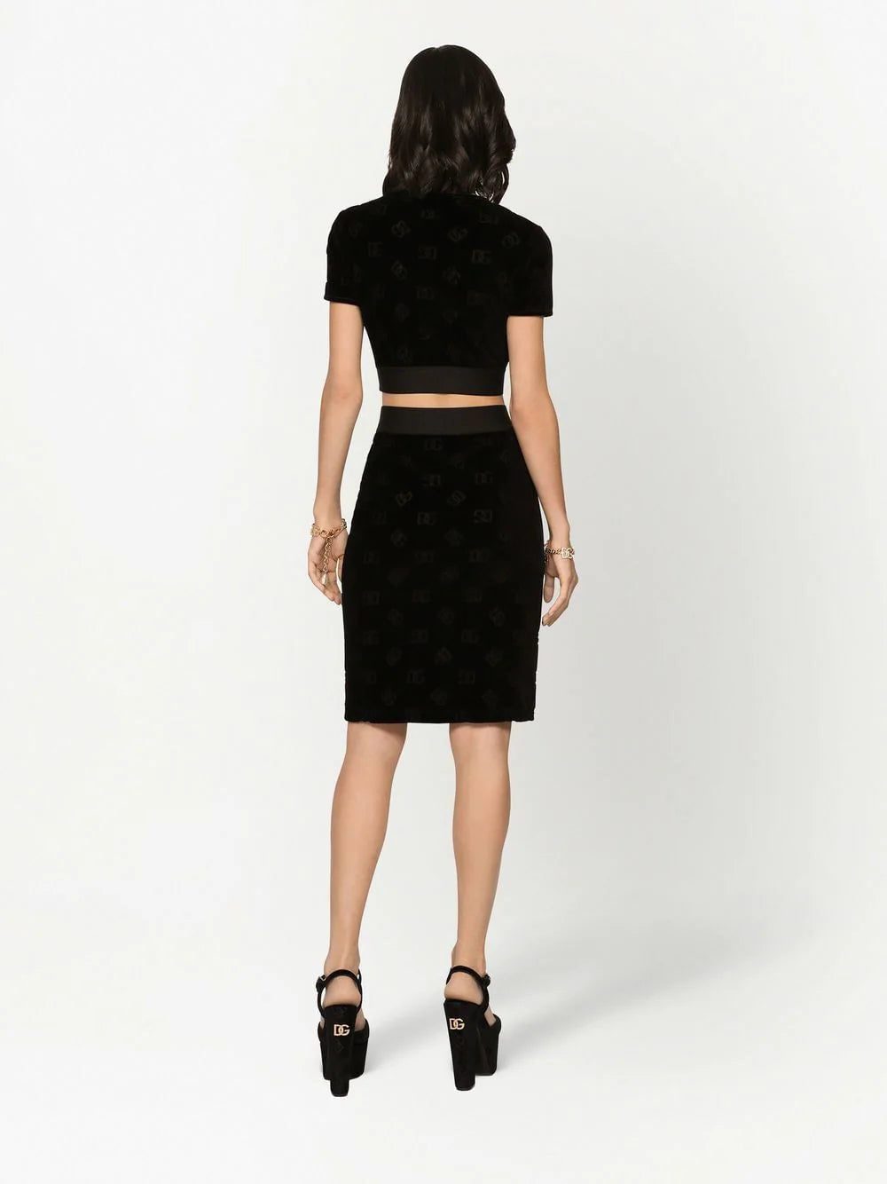 Dolce & Gabbana monogram-pattern short-sleeve cropped top - Image 4