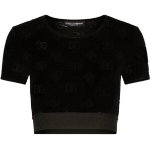 Dolce & Gabbana monogram-pattern short-sleeve cropped top
