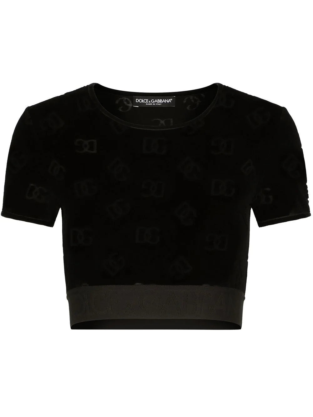 Dolce & Gabbana monogram-pattern short-sleeve cropped top