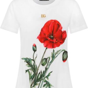 Dolce & Gabbana  poppy-print cotton T-shirt