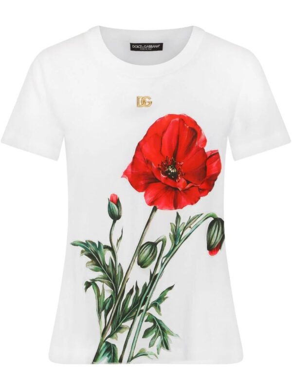 Dolce & Gabbana  poppy-print cotton T-shirt