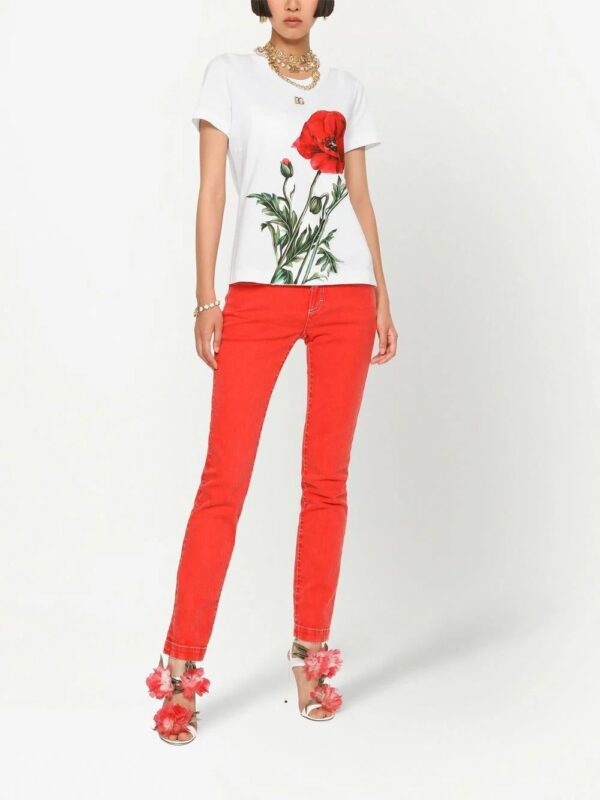 Dolce & Gabbana  poppy-print cotton T-shirt - Image 3