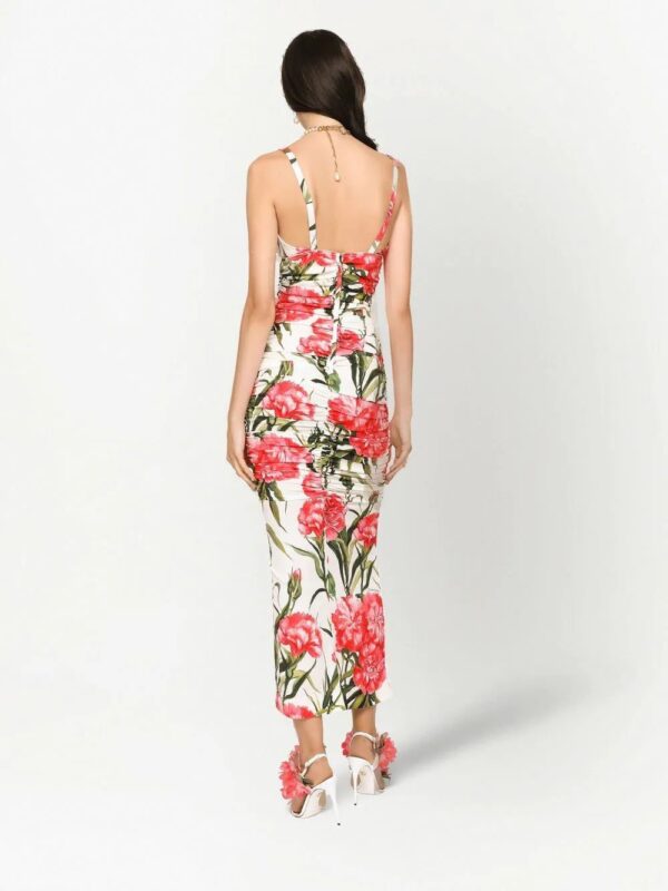 Dolce & Gabbana  floral-print V-neck dress - Image 4