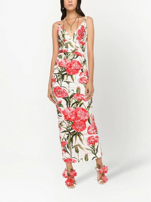 Dolce & Gabbana  floral-print V-neck dress - Image 3