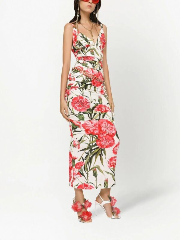 Dolce & Gabbana  floral-print V-neck dress - Image 2