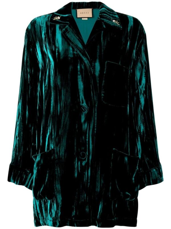 Gucci  velvet-effect three-pocket shirt