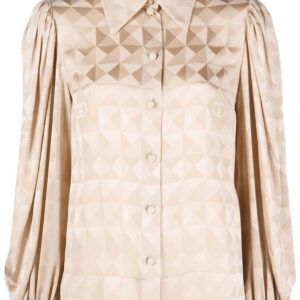 Gucci geometric-jacquard silk blouse