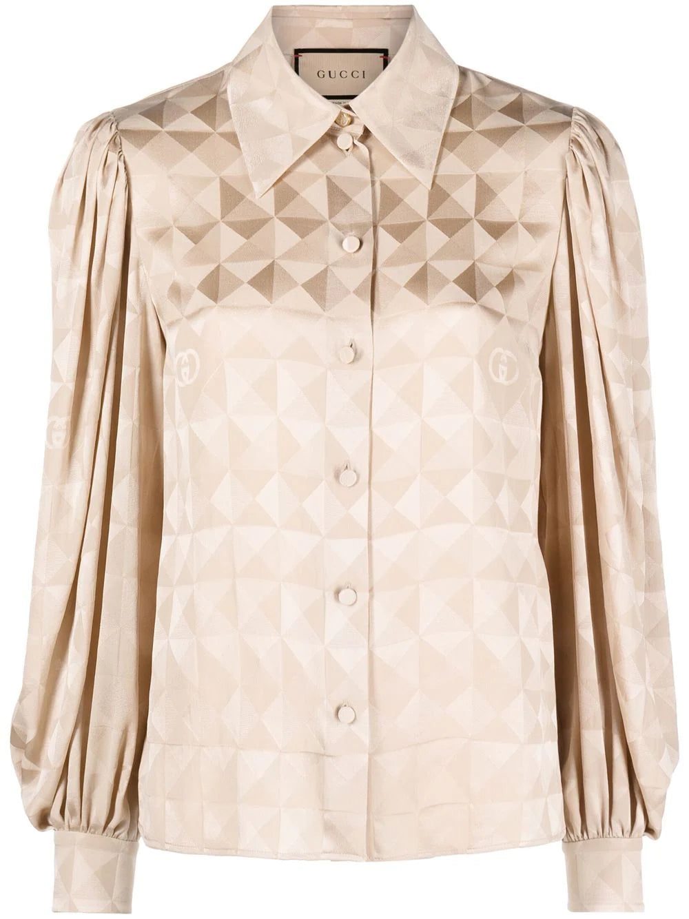 Gucci geometric-jacquard silk blouse