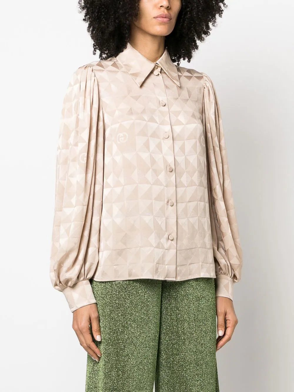 Gucci geometric-jacquard silk blouse - Image 3
