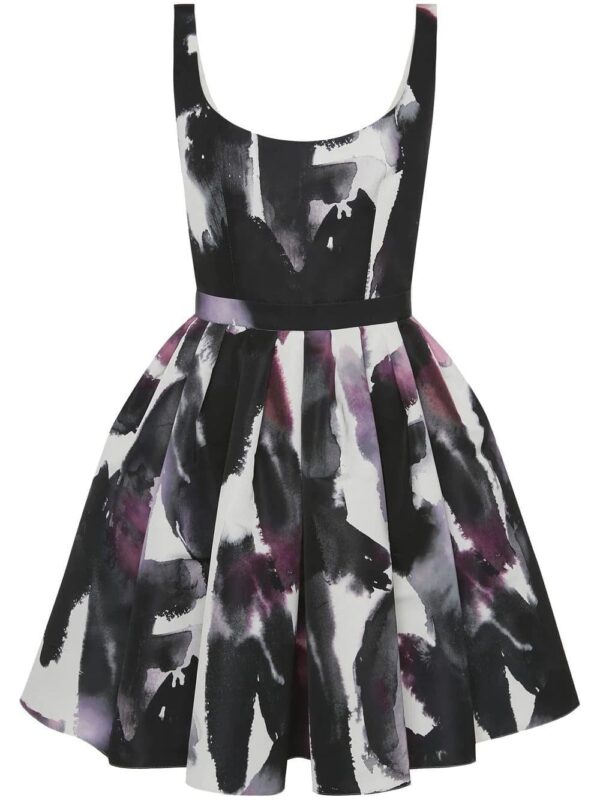 Alexander McQueen  Watercolour Graffiti scoop-neck minidress
