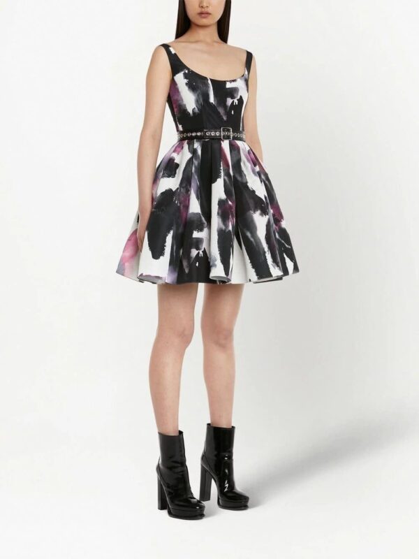 Alexander McQueen  Watercolour Graffiti scoop-neck minidress - Image 3