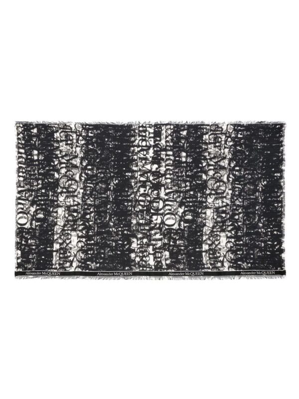 Alexander McQueen  abstract-print frayed-trim scarf