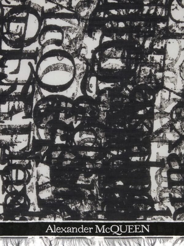 Alexander McQueen  abstract-print frayed-trim scarf - Image 2