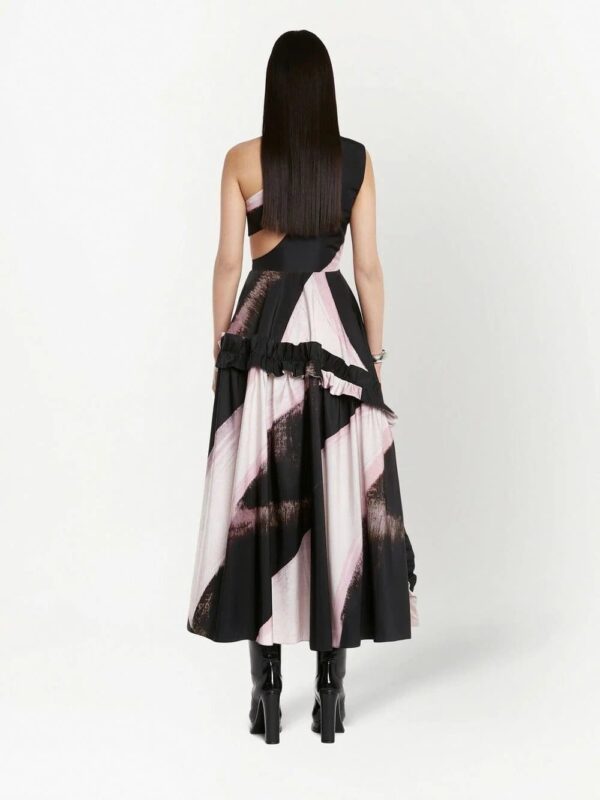 Alexander McQueen  graphic-print one-shoulder dress - Image 4