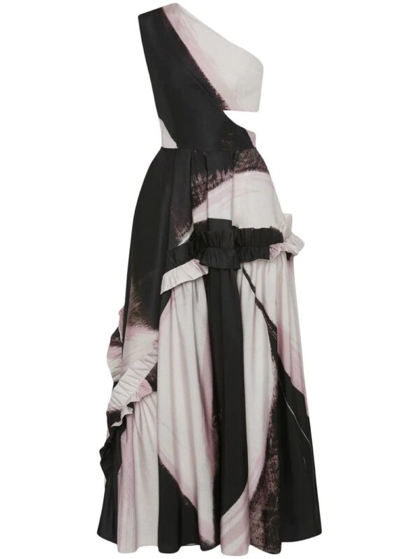 Alexander McQueen  graphic-print one-shoulder dress