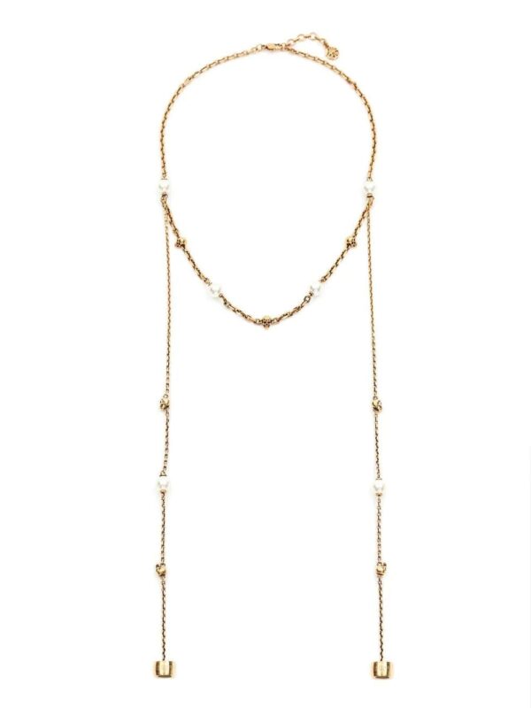 Alexander McQueen  faux pearl skull AirPods necklace