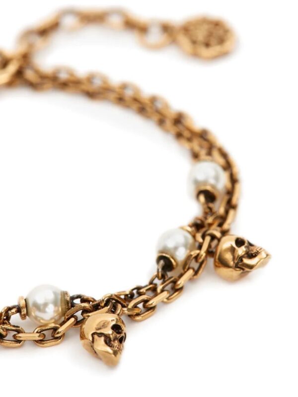 Alexander McQueen  pearl skull double-chain bracelet - Image 2