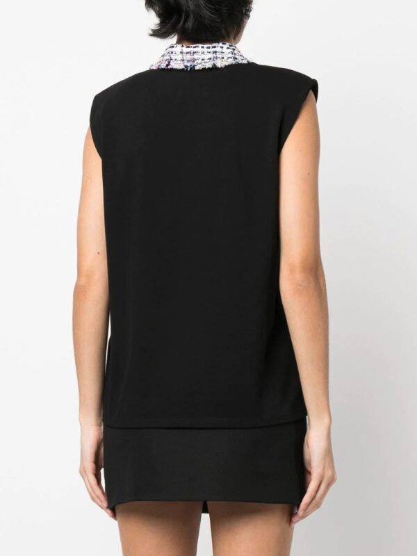 Karl Lagerfeld  bouclé-collar sleeveless polo top - Image 4