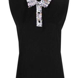 Karl Lagerfeld  bouclé-collar sleeveless polo top