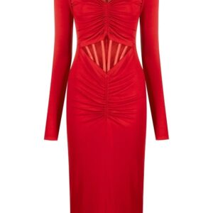 Versace gathered-detail long-sleeve dress