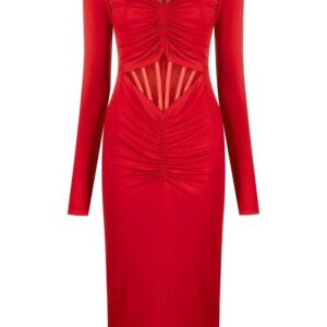 Versace gathered-detail long-sleeve dress