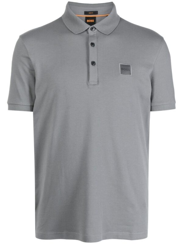 BOSS  logo-patch cotton polo shirt