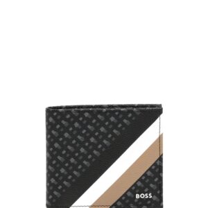 BOSS  striped logo-plaque wallet