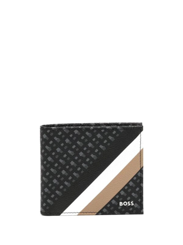 BOSS  striped logo-plaque wallet