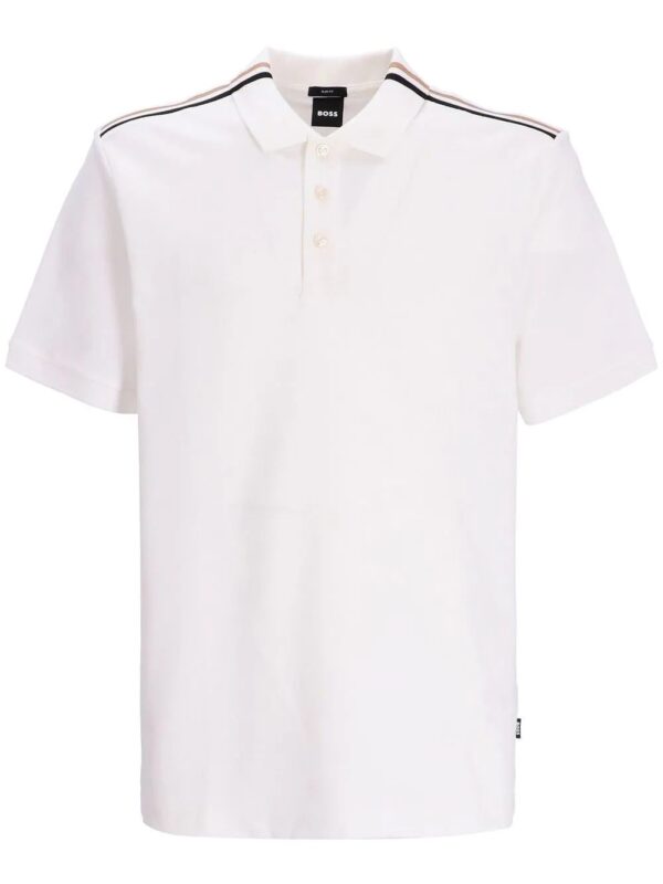 BOSS  stripe-detail cotton polo shirt