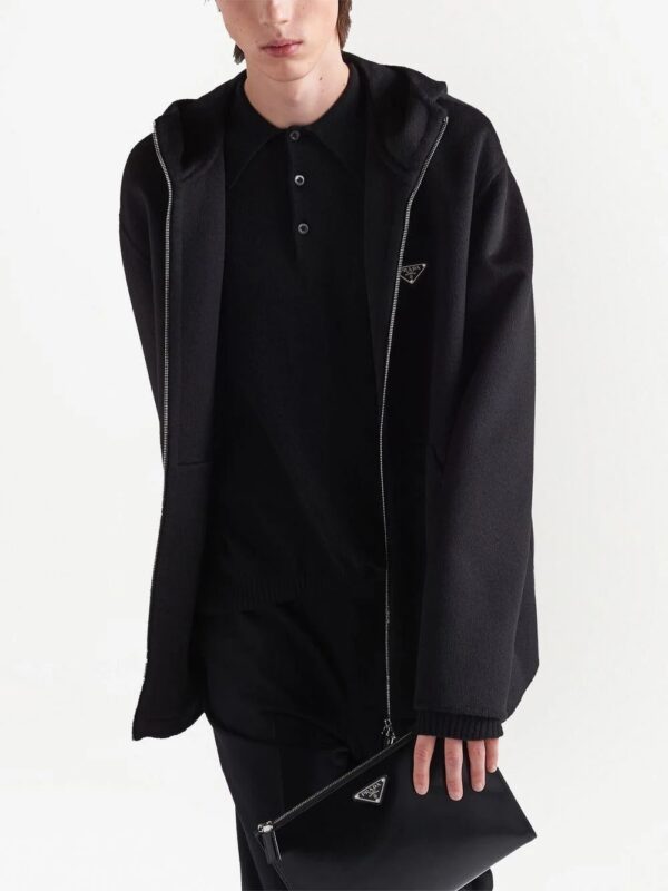 Prada  triangle-logo zip-up hoodie - Image 4