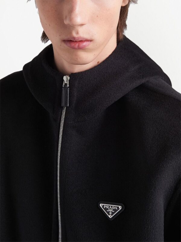 Prada triangle-logo zip-up hoodie - Image 5