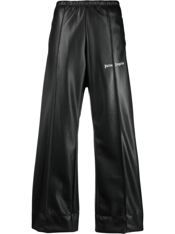 Palm Angels  logo-print faux-leather track pants