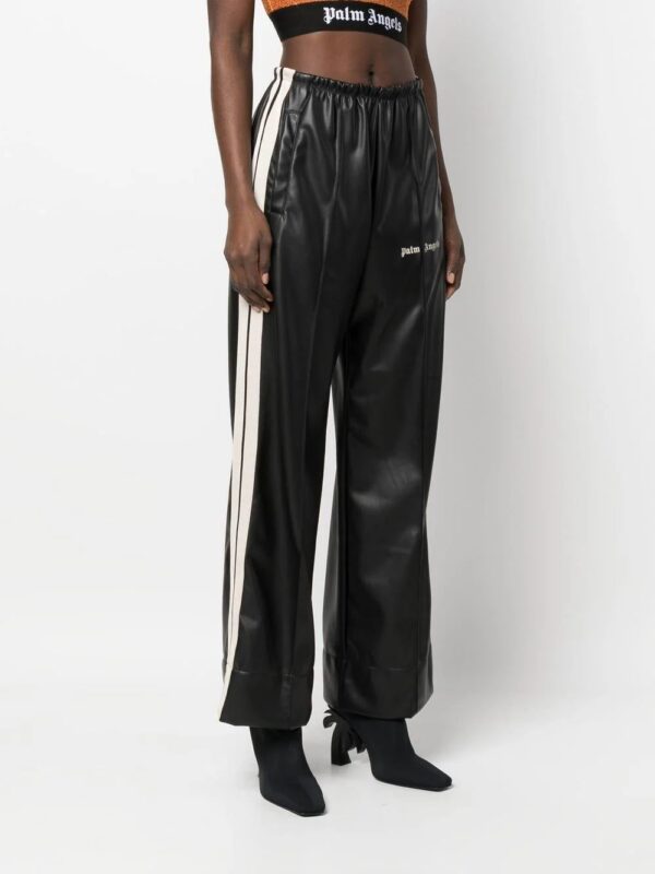 Palm Angels  logo-print faux-leather track pants - Image 3